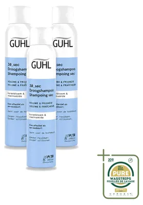 Imagen del producto de 3 unidades de champú seco para dar volumen y frescura de Guhl - 200 ml cada uno - Paquete ahorro - 3 unidades