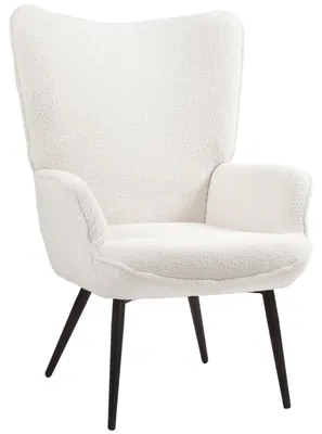Immagine prodotto di Poltrona - Sedia a braccioli - Poltrona relax - Sedia da salotto - Colore crema - Rivestimento in poliestere - Gambe in metallo