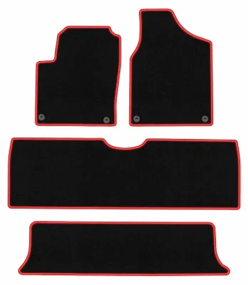 Immagine prodotto di Tappetini in velluto Nero/Rosso per Volkswagen Sharan I 1995-2010 Set 4 pezzi