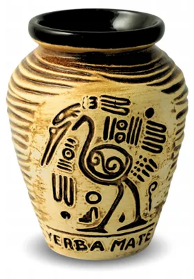 Productafbeelding van Matero (theekop) van keramiek voor Yerba Mate - Aztek, bruin, 280 ml