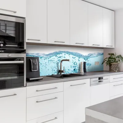 Produktbild von Dedeco Küchenrückwand Motiv: Wasser V1, 5mm Hartschaum Kunststoffplatte PVC als Spritzschutz Küchenwand Wandschutz wasserfest, inkl. UV-Lack matt, alle Untergründe, 260 x 60 cm