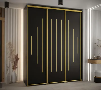 Produktbild von Kleiderschrank ASIRI 12 - 190/45 cm, schwarz/gold