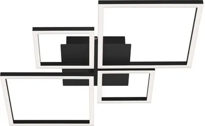 A modern LED ceiling light with four square frames arranged in a staggered pattern.