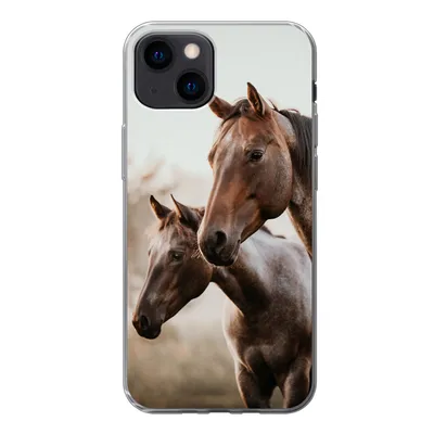 Produktbild von MuchoWow® Handyhülle Schutzhülle Hülle für iPhone 13 mini Pferde - Natur - Braun Silikon Softcase Handy Hülle - Softcase
