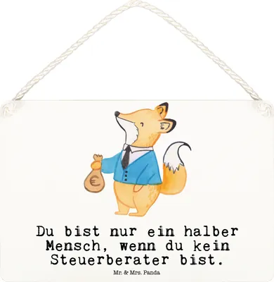 Produktbild von Mr. & Mrs. Panda Schild Steuerberater Herz DIN A6 - Weiß - Geschenk, kleine aufmerksamkeit, wandtafel, Türschild, holzbild, Holzschild