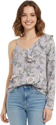 Produktbild von S.Oliver Damenbluse asymmetrisch lila geblümt L