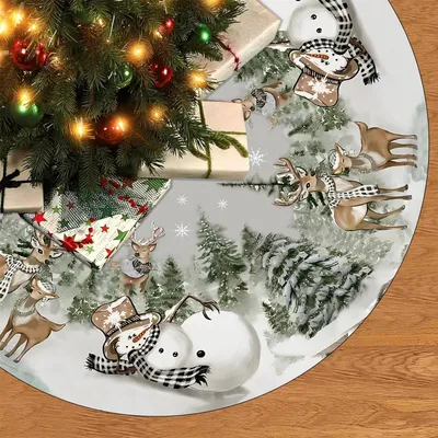 Image de Couvre-sapin de Noël, forme ronde, 120 cm de diamètre, en polyester. (ou : Jupe de sapin de Noël, ronde, 120 cm, en polyester.)