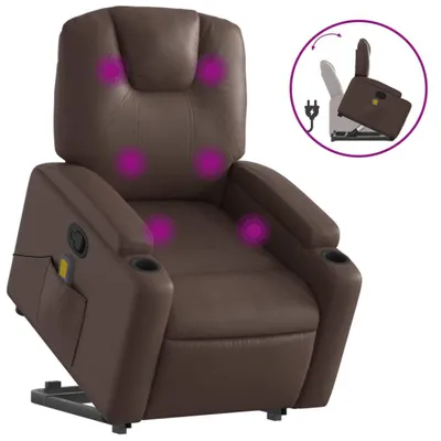Produktbild von Massagesessel mit Aufstehhilfe Braun Kunstleder