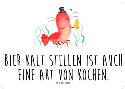 Produktbild von Mr. & Mrs. Panda tafel Hummer Weizen DIN A4 - Weiß - Geschenk, Bier, Deko Blechschild, Wirtschaft, Junggeselle, Wandbild, Garnelen, Meer, Schild, Türschild, Gasthaus