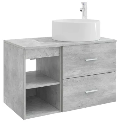 Image de Ensemble de mobilier de salle de bain 2 pcs Gris béton