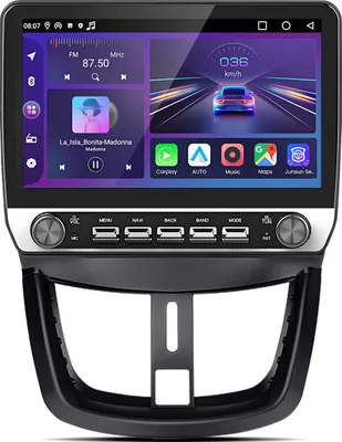 Produktbild von 10.1" Android 15 Autoradio Carplay Für Peugeot 207 2006-2015 GPS Navi WIFI 4G BT DAB+ SWC USB 6+128G Mit Drehknopf  8-Kern