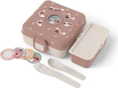 Image de Boîte à Sandwich Enfant Monbento, Couverts Inclus, Sans BPA, Snacky Fox, 850 ml