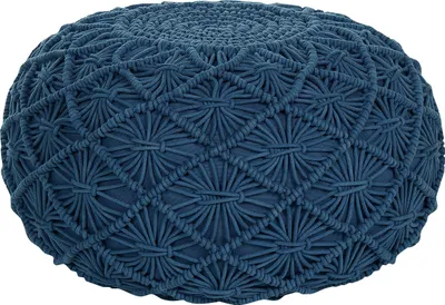 Zdjęcie produktu dla BELIANI Puf granatowy kolor bawełniany EPS okrągły ⌀ 50 cm styl boho makrama otomana do salonu