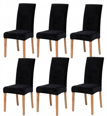 Obrázok produktu pre Furnitex Čierne Elastické Poťahy Na Stoličky 6 Kusov