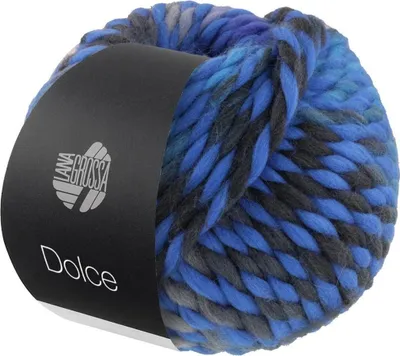Produktbild von Lana Grossa DOLCE 100 g Dickes, locker verzwirnt Merino-Dochtgarn mit Mouliné-Effekt 50 m Farbe 012 - Leuchtendblau/Royal/Blaugrau/Anthrazit