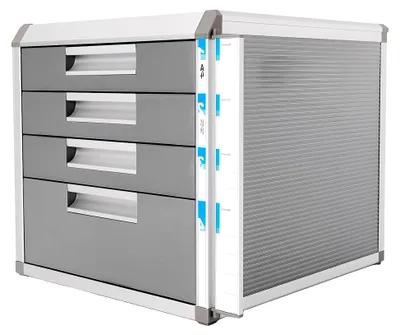Produktbild von Abschließbare Schubladenbox aus Metall, Aluminiumlegierung für Dokumente, A4 Schubladenschrank mit Schloss und 4 Schubladen