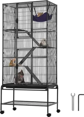Obrázok produktu pre Klietka pre malé zvieratá - 4-poschodová s 3 rampami - 755x455x1755mm - Klietka pre malé zvieratá - stabilná a priestranná