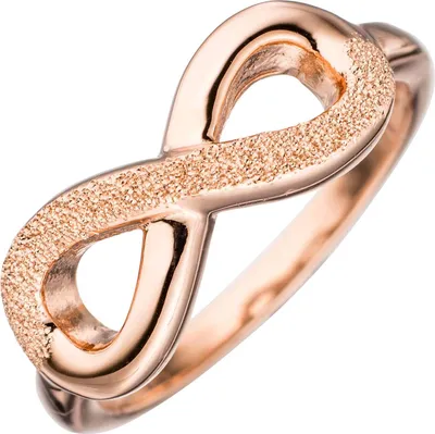 Produktbild von JOBO Damen Ring Unendlichkeit 925 Silber rotgold vergoldet mit Struktur Silberring Größe 56