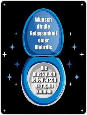 Produktbild von Klobrille Metallschild XL in 21x28 cm mit Spruch: Sei gelassen wie eine