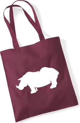Produktbild von Huuraa Jutebeutel Nashorn Silhouette 10 Liter Burgundy Baumwolle Tasche Geschenkidee