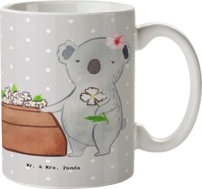 Produktbild von Mr. & Mrs. Panda Tasse Bestatterin Herz - Grau Pastell - Geschenk, Teetasse, Kaffeetasse, Kaffeebecher, Pott, Teebecher