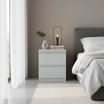 Immagine prodotto di Comodino Forte EDMORE 40 45, comodino moderno con 2 cassetti, tavolino, materiale derivato dal legno, Secret Grey, larghezza 41,8 cm x altezza 49,3 cm x profondità 32,2 cm