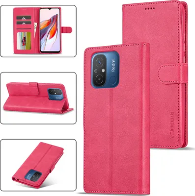 Produktbild von Redmi 12C Hülle, Klapphüllen Brieftasche Leder Magnetverschluss Ständer Schutzhülle für Xiaomi Redmi 12C Rosa