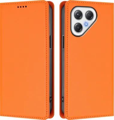 Produktbild von Handyhülle für Tecno Pova 7 4G, Kunstleder Klapphülle Stoßfeste Magnetische Hülle mit Ständer Orange