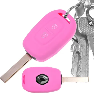 Produktbild von Auto Schlüssel Hülle Silikon Schutz Cover Rosa kompatibel mit Renault Kangoo Twingo Wind Modus Clio Fluence 2 Tasten Funk Fernbedienung