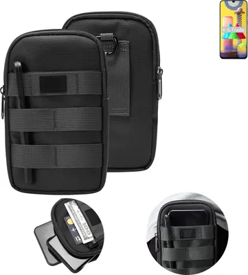 Produktbild von K-S-Trade Holster Gürtel Tasche kompatibel mit Samsung Galaxy M31 Handy Tasche Schutz Hülle dunkel-grau viele Fächer, 1x