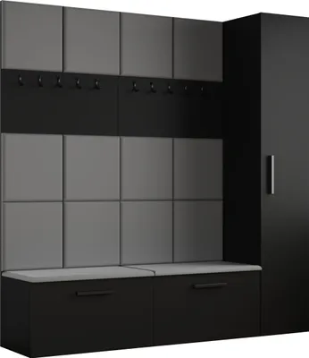 Produktbild von Masseno Garderobe-Set MODULO 201,2/204/40 cm Modern Garderobenschrank Schwarz
