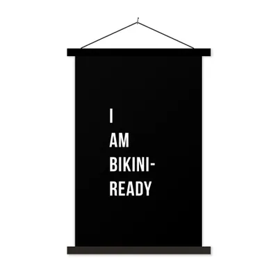 Produktbild von MuchoWow® Textilposter Ich bin bereit für den Bikini - Schwarz - Zitat 40x60 cm mit schwarzem Rahmen - Wanddekorationen