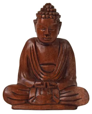 Obrázek produktu pro Om Buddha Amitabha 15 cm socha sedící dřevěná socha lotosu meditace feng shui