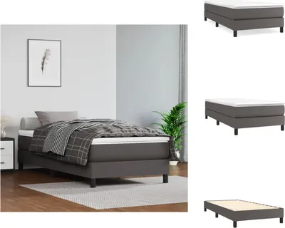 Produktbild von vidaXL Boxspringbett Grau 100x200 cm Kunstleder -  Betten & Bettgestelle