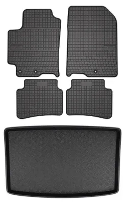 Produktbild von Gummimatten + Kofferraumwanne für Kia Stonic 2017- (oberer Ladeboden) – Schwarz, passgenau – Wielganizator SolidPRO