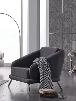 Produktbild von Graue Sofagarnitur Wohnzimmer Sofas Dreisitzer Sessel Komplettes Set 3tlg