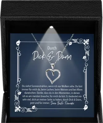 Produktbild von 22Feels Beste Freundin Geschenk Freundschaftskette - Silber 925/000 Herz Halskette Frauen Schmuck Damen Mädchen Bffs - Karte Premium LED Licht Etui
