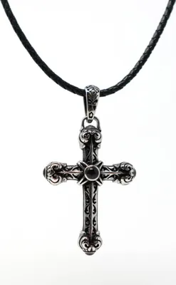 Produktbild von Lederkette Edelstahl 316 ANTIK KREUZ 60 cm Lederkette