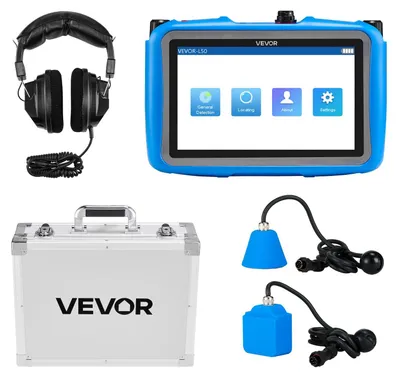 Produktbild von VEVOR Rohr-Wasserleckdetektor mit 4 Sensoren, 1Hz-10000Hz, LCD-Touchscreen, unterirdische Rohrleitungsleckage-Detektionslokalisierung mit 3 Lauschruten, Kopfhörern, 8GB Karte & Tragetasche für drinnen und draußen, 2 Sensoren, 0.5 m