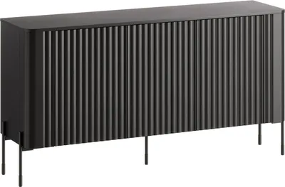 Image de Susegana - Buffet 150x40x80h cm Noir, 3 étagères