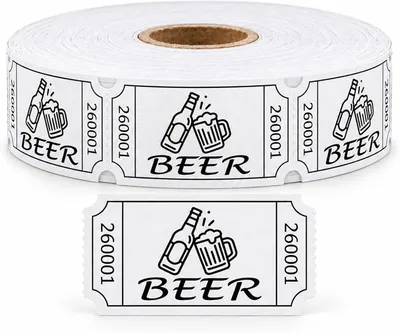Productafbeelding van Bierbons 1000 rol - Afscheurbonnen in bierpulontwerp - Drankjes - Tombola - Kroeg - - Verenigingsfeest (wit)