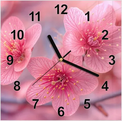 Produktbild von Wanduhr aus Glas mit Motiv Blütenzauber- 30 x 30 cm - inkl. Aufhängesystem