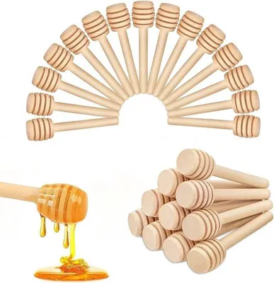 Produktbild von Unyqoos® 25er Set Mini-Honigstiele, 8 cm, 100% lebensmittelechtes Holz – Honiglöffel zum Dosieren, Verteilen & Rühren von Honig und Marmelade, für Gläser & Hochzeit