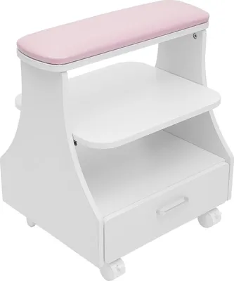 Zdjęcie produktu dla Wózek kosmetyczny na kółkach – metalowa konstrukcja – do manicure i pedicure – przenośny – różowy