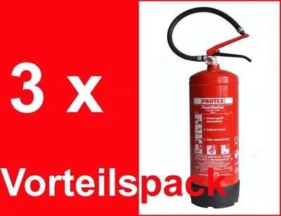 Produktbild von Dreierset 6 kg ABC Protex Feuerlöscher mit Kunststoffstandfuß 6 kg Pulver ABC Incl. Erstabnahme - vom Brandschutz Fachhändler seit 1997