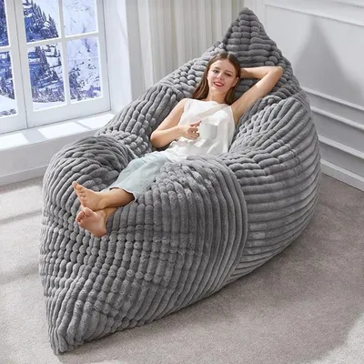 Immagine prodotto di Pouf extra large trasformabile 175×125 cm, rivestimento in velluto a coste lavabile, ergonomico, versatile per adulti e bambini, grigio chiaro