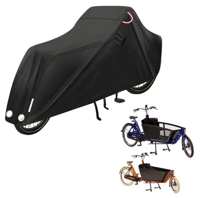 Immagine prodotto di Copertura impermeabile per cargo bike, realizzata in tessuto Oxford 420D, con protezione UV, dimensioni 285 x 65 x 115 cm