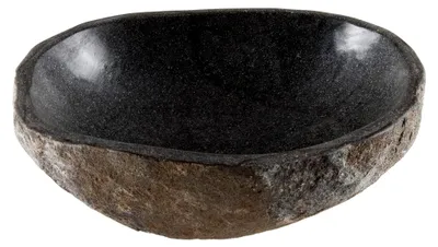 Produktbild von Flussstein Schale grau rund 25 cm - Naturstein Dekoration Steinschale Obstschale Schüssel
