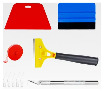 Produktbild von 10-teiliges Folierungswerkzeug-Set, Rakel für Folie, Rakelset für Folierung, Folienrakel und Folienschneider für Möbel-, Fenster- und Küchenarbeitsplatten sowie Autofolien