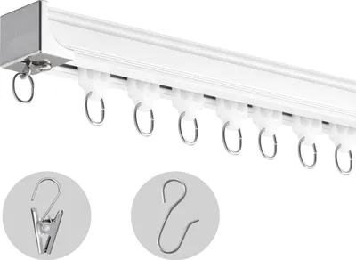 Produktbild von SucceBuy Decken-Vorhangschienen-Set, 11,8 FT/3,6 Meter, Schiebesystem für Vorhänge, Haken und Hardware, weiß, für Wohnzimmer und Schlafzimmer